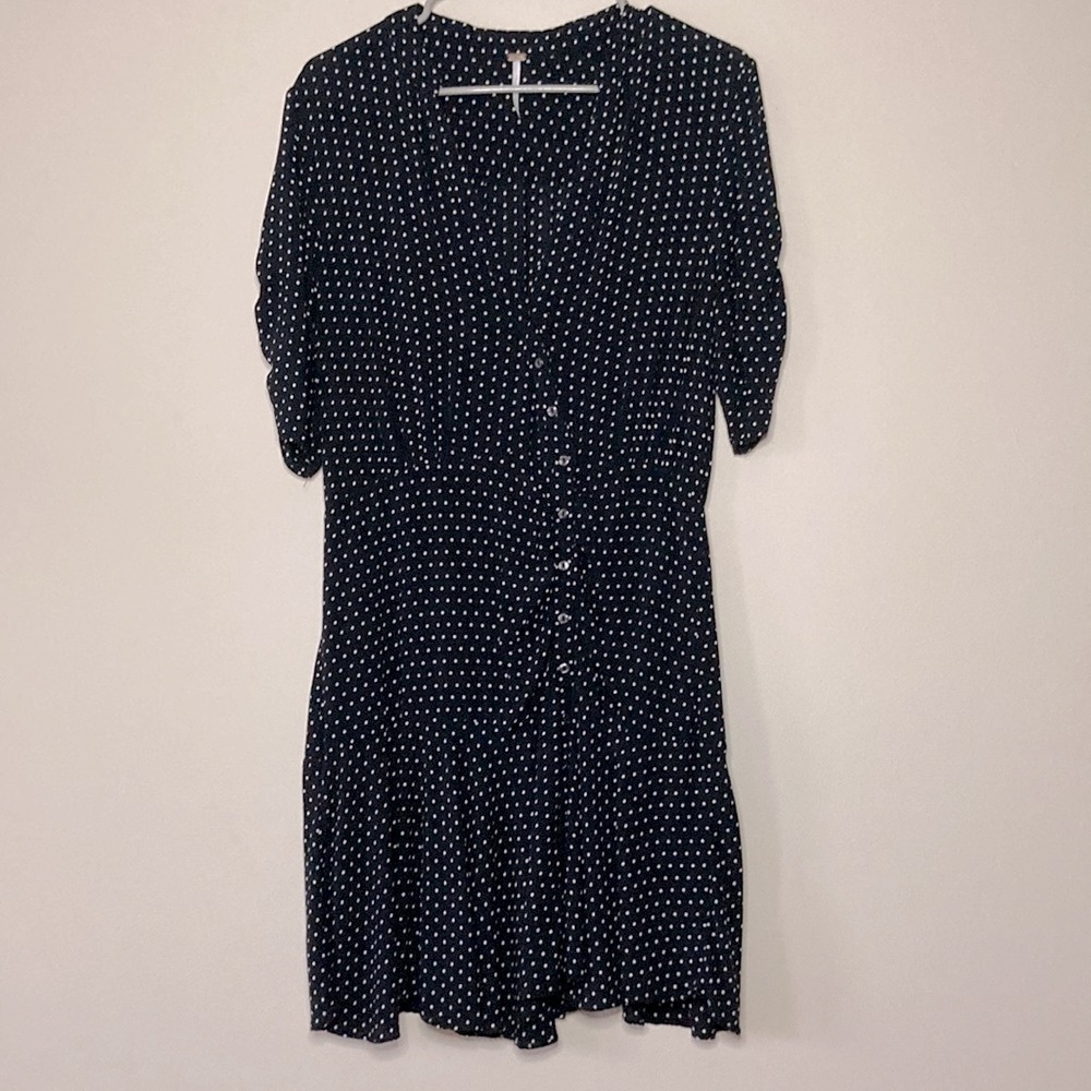 Free People Pippa mini dress v-neck buttons short sleeves women’s large